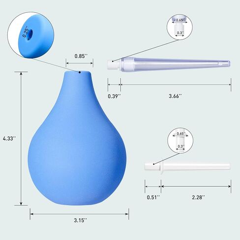 TopQuaFocus 8oz Enema Bulb Kit Anal and Vaginal Douche Bulb for Men Flushing System Enemas Silicone Bulb 4 Replaceable Tips (Light Blue, 224ml) in Saudi Arabia