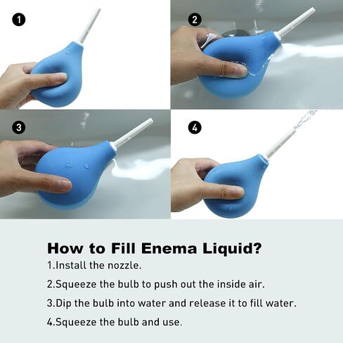 TopQuaFocus 8oz Enema Bulb Kit Anal and Vaginal Douche Bulb for Men Flushing System Enemas Silicone Bulb 4 Replaceable Tips (Light Blue, 224ml) in Saudi Arabia