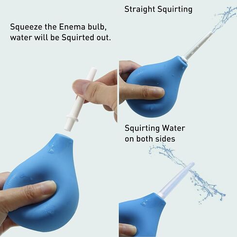 TopQuaFocus 8oz Enema Bulb Kit Anal and Vaginal Douche Bulb for Men Flushing System Enemas Silicone Bulb 4 Replaceable Tips (Light Blue, 224ml) in Saudi Arabia