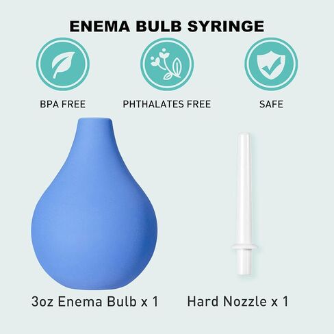 TopQuaFocus 8oz Enema Bulb Kit Anal and Vaginal Douche Bulb for Men Flushing System Enemas Silicone Bulb 4 Replaceable Tips (Light Blue, 224ml) in Saudi Arabia