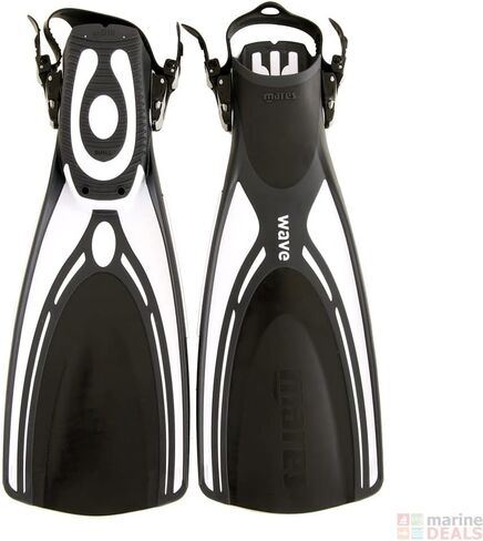 زعانف للجنسين من Mares Wave OH Flipper - أسود/أبيض/BWH، مقاس X-Small in Kuwait