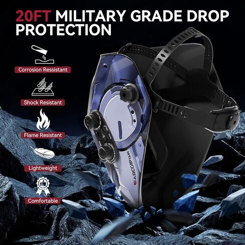 خوذة لحام ARCCAPTAIN ذات تعتيم تلقائي، شاشة عرض كبيرة 3.94 بوصة × 3.66 بوصة، غطاء لحام ذو لون حقيقي مع 4 مستشعر قوس يعمل بالطاقة الشمسية، ظل عريض 4-5/5-9/9-13 لخوذات اللحام ARC TIG MIG للرجال in Kuwait