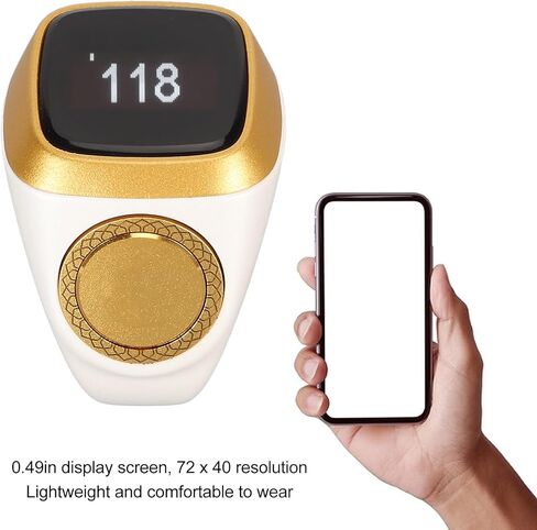 Electronic Finger Counter, Prayer Reminder Counter , Vibration Reminder, 0.49in Screen, Compatible with5.1, Synchronize Data to Smartphones (White) in Saudi Arabia
