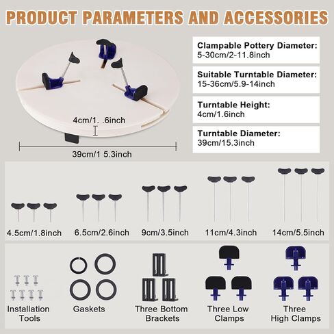 مشبك القرص الدوار لآلة الفخار، أداة إصلاح فنية سيراميك قابلة للتعديل، أداة توسيط الفخار المحمولة، أدوات تشذيب الفخار السيراميكي للمبتدئين من السيراميك in Kuwait