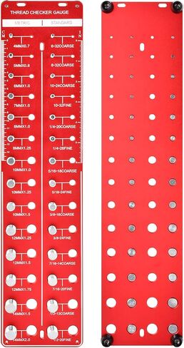 Nut and Bolt Thread Checker, Wall Mounted Bolt and Nut Identifier Gauge can Identify 14 Metric+14 Standard Bolt Thread Sizes for Quickly Identify Various Thread Sizes and Types(Color:Red) in Saudi Arabia