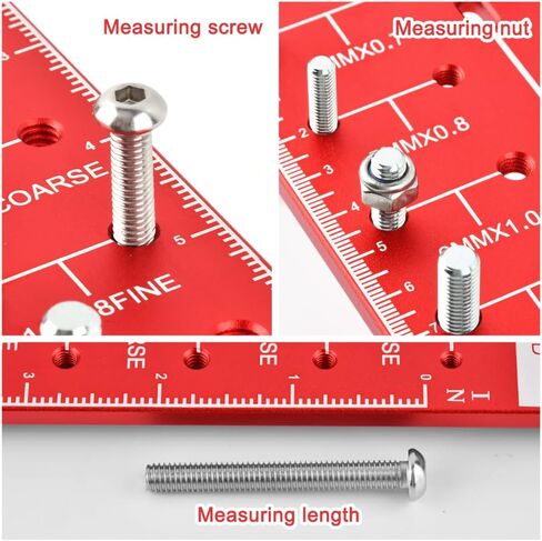 Nut and Bolt Thread Checker, Wall Mounted Bolt and Nut Identifier Gauge can Identify 14 Metric+14 Standard Bolt Thread Sizes for Quickly Identify Various Thread Sizes and Types(Color:Red) in Saudi Arabia