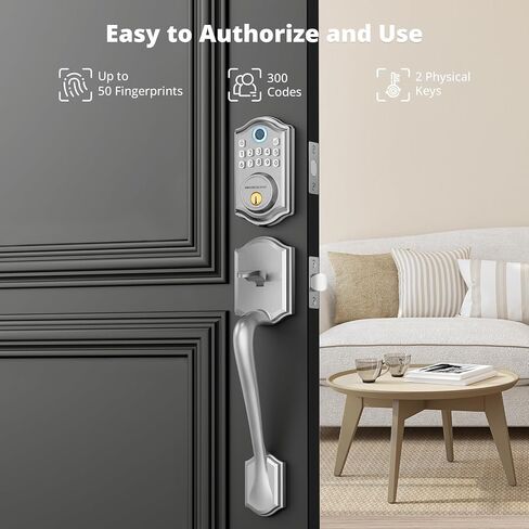 Keyless Entry Door Lock with Handle Set- Fingerprint Door Lock, Electronic Keypad Deadbolt, Smart Lock for Front Door, Auto-Lock & One Touch Locking, Easy Installation - Oil Rubbed Bronze in Saudi Arabia