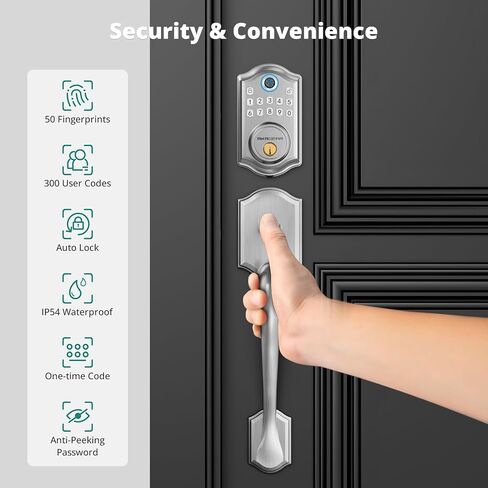 Keyless Entry Door Lock with Handle Set- Fingerprint Door Lock, Electronic Keypad Deadbolt, Smart Lock for Front Door, Auto-Lock & One Touch Locking, Easy Installation - Oil Rubbed Bronze in Saudi Arabia