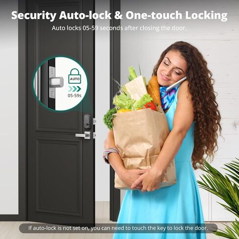 Keyless Entry Door Lock with Handle Set- Fingerprint Door Lock, Electronic Keypad Deadbolt, Smart Lock for Front Door, Auto-Lock & One Touch Locking, Easy Installation - Oil Rubbed Bronze in Saudi Arabia