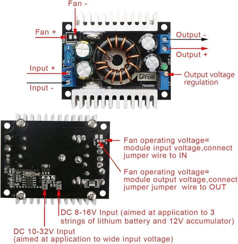 DROK 150 واط تيار مستمر دفعة محول وحدة الطاقة الجهد المنظم المجلس 10-32 فولت 8-16 فولت إلى 8-46 فولت 12 24 فولت خطوة المتابعة فولت العاكس تحكم مثبت للسيارة السيارات مولد محرك السيارة in Kuwait