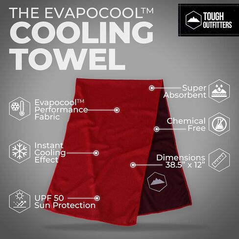 Tough Outdoors Cooling Towels (38.5"x12") - Cooling Towels for Neck & Face, Cooling Neck Wraps - Ice Towel & Sweat Rag for Camping, Gym, Yoga & Sports in Kuwait