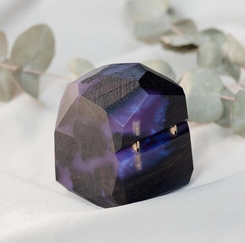 Meteorite - Emerald Green Resin & Black wood Engagement ring box | Handcrafted Small Jewelry Box for Proposal, Birthday, Anniversary in Saudi Arabia