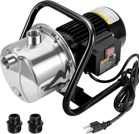 VEVOR 1.6 HP Shallow Well Pump with Pressure Tank, 1320 GPH, Automatic Irrigation Water Booster Pump with 5-Gal Pressure Tank 30/50 PSI Pressure Switch, Stainless Steel Pump Head for Home Garden Lawn in Saudi Arabia