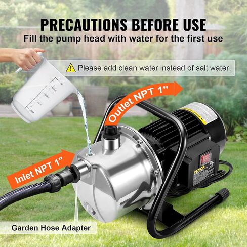 VEVOR 1.6 HP Shallow Well Pump with Pressure Tank, 1320 GPH, Automatic Irrigation Water Booster Pump with 5-Gal Pressure Tank 30/50 PSI Pressure Switch, Stainless Steel Pump Head for Home Garden Lawn in Saudi Arabia