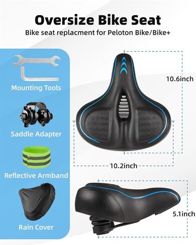 Oversized Bike Seat for Peloton Bike & Bike+, Comfort Seat Cushion Compatible with Peloton, Road or Exercise Bikes, Wide Bicycle Saddle Replacement for Men & Women, Accessories for Peloton in Saudi Arabia