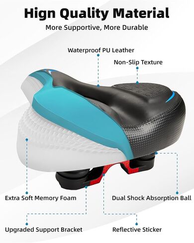 Oversized Bike Seat for Peloton Bike & Bike+, Comfort Seat Cushion Compatible with Peloton, Road or Exercise Bikes, Wide Bicycle Saddle Replacement for Men & Women, Accessories for Peloton in Saudi Arabia