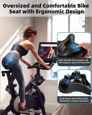 Oversized Bike Seat for Peloton Bike & Bike+, Comfort Seat Cushion Compatible with Peloton, Road or Exercise Bikes, Wide Bicycle Saddle Replacement for Men & Women, Accessories for Peloton in Saudi Arabia
