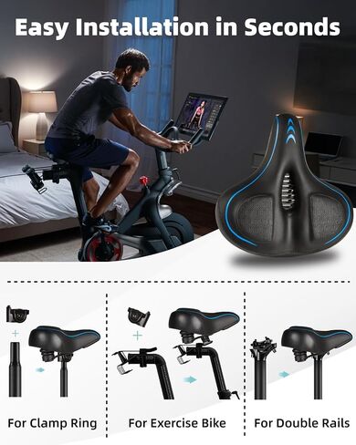Oversized Bike Seat for Peloton Bike & Bike+, Comfort Seat Cushion Compatible with Peloton, Road or Exercise Bikes, Wide Bicycle Saddle Replacement for Men & Women, Accessories for Peloton in Saudi Arabia