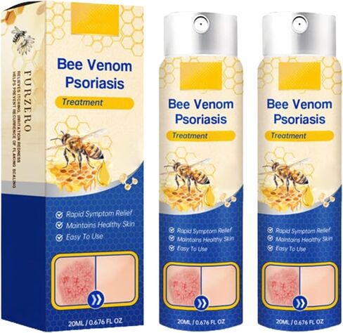 علاج الصدفية بسم النحل من بيسورياهيل، تخفيف الصدفية، صدفية سم النحل، سم النحل للنساء والرجال لجميع أنواع البشرة (قطعتان) in Kuwait