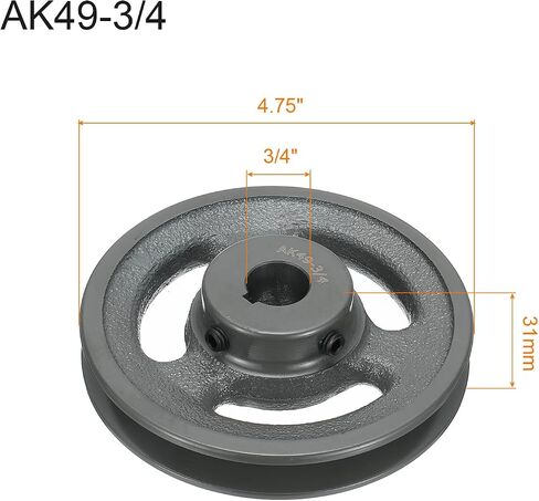 uxcell AK49-3/4 V-Belt Sheave 3/4 "Bore 4.75" OD Single Groove Web Sheave بالملل إلى الحجم، الحديد الزهر، قسم الحزام لـ 4L أو حزام in Saudi Arabia