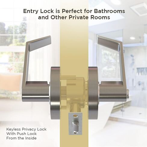 Commercial Door Handle Leverset Hardware Commercial Door Locks d Lever Style Handle Brushed Chrome Finish (Privacy/Bathroom) in Saudi Arabia