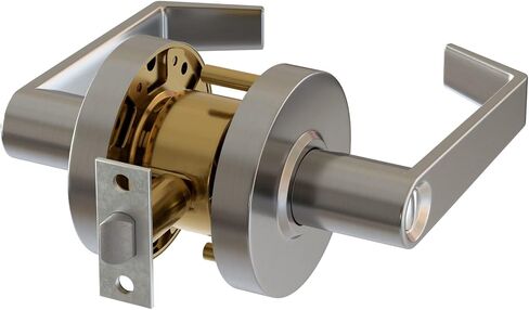 Commercial Door Handle Leverset Hardware Commercial Door Locks d Lever Style Handle Brushed Chrome Finish (Privacy/Bathroom) in Saudi Arabia
