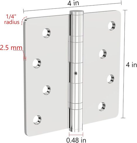 Stainless Steel Door Hinge Ball Bearing NRP, Heavy Duty Inner and Outer Door Hardware for Left and Right Doors, 4" x 4" Door Hinge with 1/4'' Corners, Door Hinge 3 Pack in Saudi Arabia
