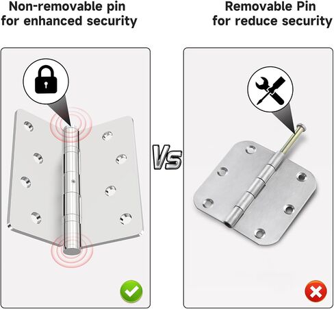 Stainless Steel Door Hinge Ball Bearing NRP, Heavy Duty Inner and Outer Door Hardware for Left and Right Doors, 4" x 4" Door Hinge with 1/4'' Corners, Door Hinge 3 Pack in Saudi Arabia