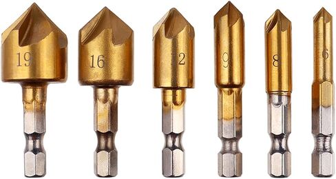 Wolfride غاطسة مثقاب مجموعة 1/4 ''عرافة عرقوب متري غاطسة بت للخشب 82 درجة 6 مللي متر-19 مللي متر (6 قطعة) in Kuwait