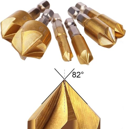 Wolfride غاطسة مثقاب مجموعة 1/4 ''عرافة عرقوب متري غاطسة بت للخشب 82 درجة 6 مللي متر-19 مللي متر (6 قطعة) in Kuwait