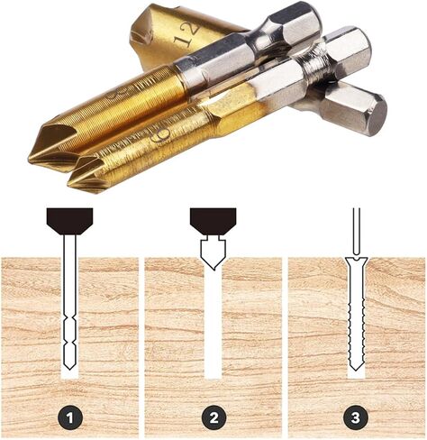 Wolfride غاطسة مثقاب مجموعة 1/4 ''عرافة عرقوب متري غاطسة بت للخشب 82 درجة 6 مللي متر-19 مللي متر (6 قطعة) in Kuwait