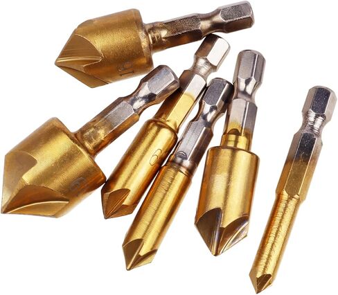 Wolfride غاطسة مثقاب مجموعة 1/4 ''عرافة عرقوب متري غاطسة بت للخشب 82 درجة 6 مللي متر-19 مللي متر (6 قطعة) in Kuwait