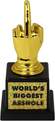 جائزة مبتكرة بحجم المكتب من Funwares للتكريم، أو هدايا الكمامة أو المزحة، أو المسابقات الودية، أو التحفيز! كأس أعظم مشاغب في العالم، إصبع وسطى مضحك، من تصميم Island Dogs in Kuwait