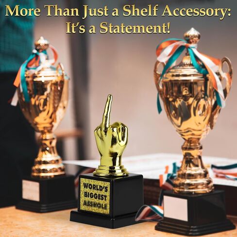 جائزة مبتكرة بحجم المكتب من Funwares للتكريم، أو هدايا الكمامة أو المزحة، أو المسابقات الودية، أو التحفيز! كأس أعظم مشاغب في العالم، إصبع وسطى مضحك، من تصميم Island Dogs in Kuwait