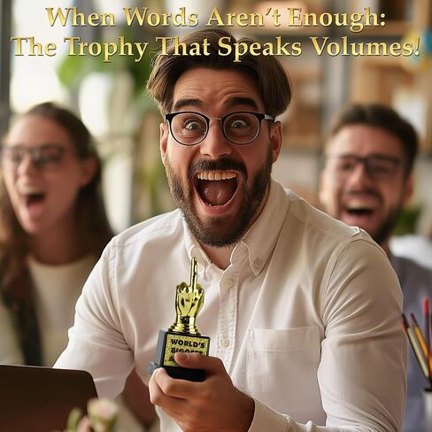 جائزة مبتكرة بحجم المكتب من Funwares للتكريم، أو هدايا الكمامة أو المزحة، أو المسابقات الودية، أو التحفيز! كأس أعظم مشاغب في العالم، إصبع وسطى مضحك، من تصميم Island Dogs in Kuwait