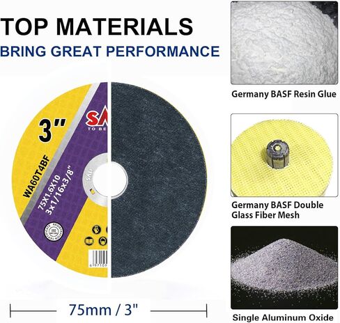 SALI 50 Pack Cut Off Wheels Cutting Wheels 3" x 1/16" x 3/8" with 1/4 in Mounting Mandrel Kit for 3 in Angle and Die Grinders- Cutting Disc Aggressive Cutting Operating Up to 25000 RPM and 80 M/S in Saudi Arabia