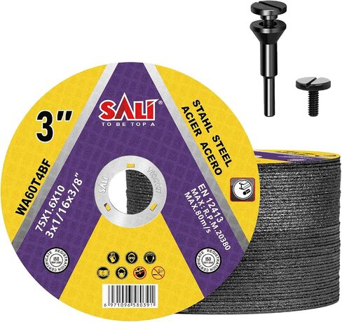 SALI 50 Pack Cut Off Wheels Cutting Wheels 3" x 1/16" x 3/8" with 1/4 in Mounting Mandrel Kit for 3 in Angle and Die Grinders- Cutting Disc Aggressive Cutting Operating Up to 25000 RPM and 80 M/S in Saudi Arabia