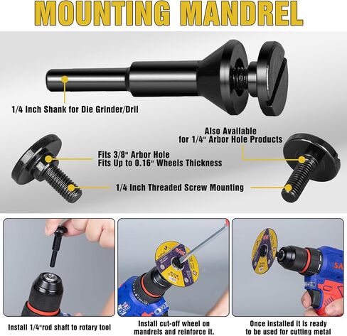 SALI 50 Pack Cut Off Wheels Cutting Wheels 3" x 1/16" x 3/8" with 1/4 in Mounting Mandrel Kit for 3 in Angle and Die Grinders- Cutting Disc Aggressive Cutting Operating Up to 25000 RPM and 80 M/S in Saudi Arabia