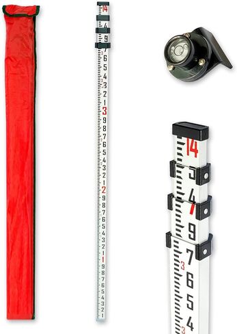 Grade Rod，16-Foot Aluminum Grade Rod - 10ths，Grade Stick for Laser Level，Survey Rod，Grade Rods，Survey Pole，With Bubble Level, 5-Stage Telescopic，Double-Sided Scale Telescopic Leveling Rod in Saudi Arabia