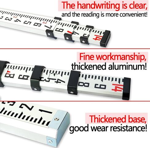 Grade Rod，16-Foot Aluminum Grade Rod - 10ths，Grade Stick for Laser Level，Survey Rod，Grade Rods，Survey Pole，With Bubble Level, 5-Stage Telescopic，Double-Sided Scale Telescopic Leveling Rod in Saudi Arabia
