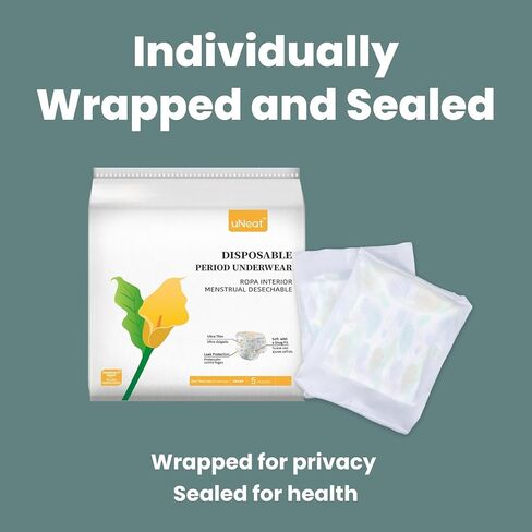 uNeat Disposable Period Underwear for Women, Unscented, Overnight, Ultra-Thin and Leakproof for Period, Postpartum, and Incontinence (Size S/M, 5 Count) in Saudi Arabia