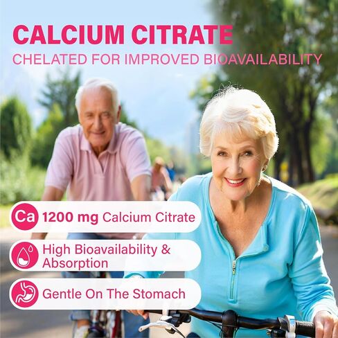 Calcium Citrate Gummies 1200 mg for Adults: Ultimate Absorption Calcium Supplement for Women & Men - Easy to Digest, Vegan - Supports B0ne Strength, Muscle, Immune in Saudi Arabia