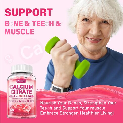 Calcium Citrate Gummies 1200 mg for Adults: Ultimate Absorption Calcium Supplement for Women & Men - Easy to Digest, Vegan - Supports B0ne Strength, Muscle, Immune in Saudi Arabia