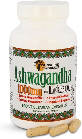 Ashwagandha & Black Pepper Dietary Supplement. 1000mg. 100 Capsule. in Saudi Arabia