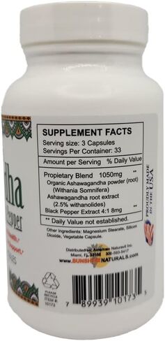 Ashwagandha & Black Pepper Dietary Supplement. 1000mg. 100 Capsule. in Saudi Arabia