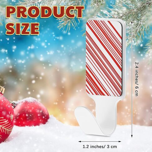 16 Pcs Christmas Adhesive Stocking Hanger Set 8 White Metallic Hooks with 8 Red and White Magnetic Patches Damage Free Wall Adhesive Hooks for Hanging Christmas Decorations in Saudi Arabia