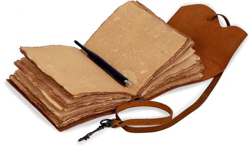 Vintage Leather Journal - Antique Handmade Leather Bound Journal with Old Fashioned Deckle Edge Paper - Drawing Journal Perfect for Writing, a Book of Shadows Journal (7 inch Royal Blue Key Closure) in Saudi Arabia