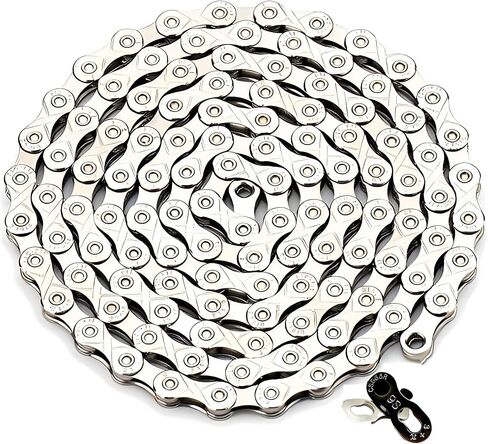 سلسلة دراجة 10 سرعات 1/2 بوصة X11/128 وصلات 116، سلسلة دراجات الطرق والجبال لشيمانو SRAM Campagnolo - فضي in Kuwait