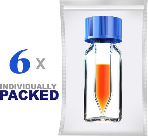High Recovery Vial with 9-425 Screw Cap,Sterile Borosilicate Glass V Vial, Large Opening, 0.3mL/2mL/4mL,6pcs (Clear, 0.3mL) in Saudi Arabia