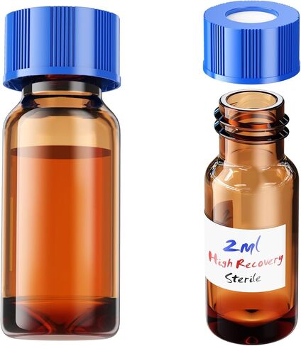 High Recovery Vial with 9-425 Screw Cap,Sterile Borosilicate Glass V Vial, Large Opening, 0.3mL/2mL/4mL,6pcs (Clear, 0.3mL) in Saudi Arabia